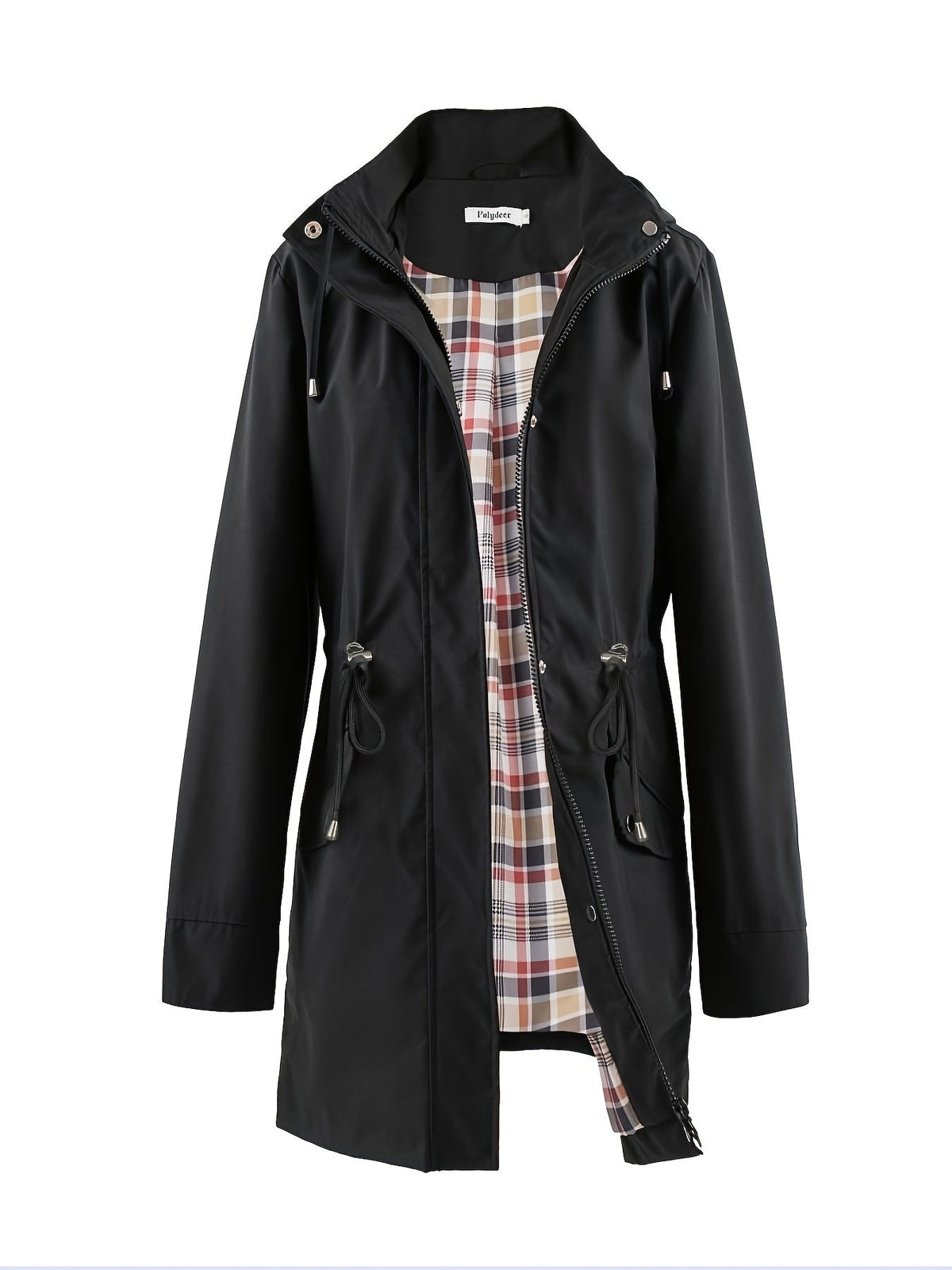 Hooded Zip Up Coat with Drawstring Waist Modeberg Bern