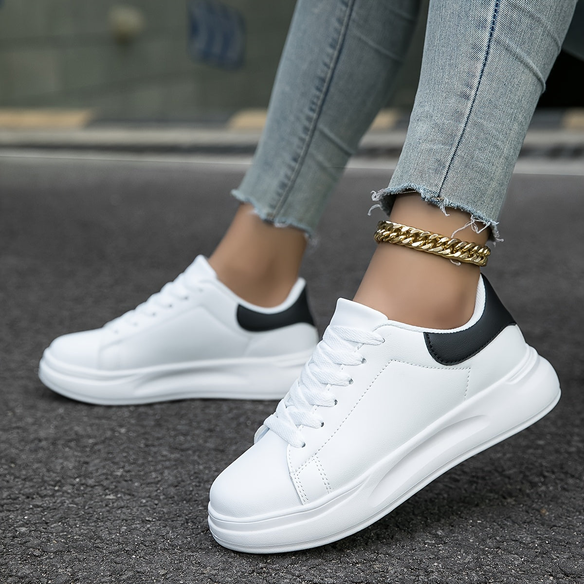 Women's Clean White Leather Trainers Modeberg Bern