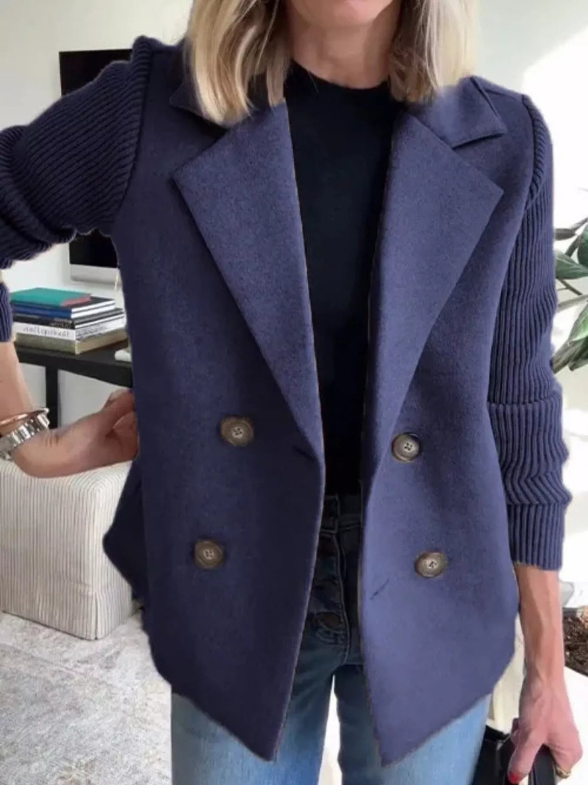 Mid-Length Shawl Collar Overcoat with Buttoned Front Modeberg Bern