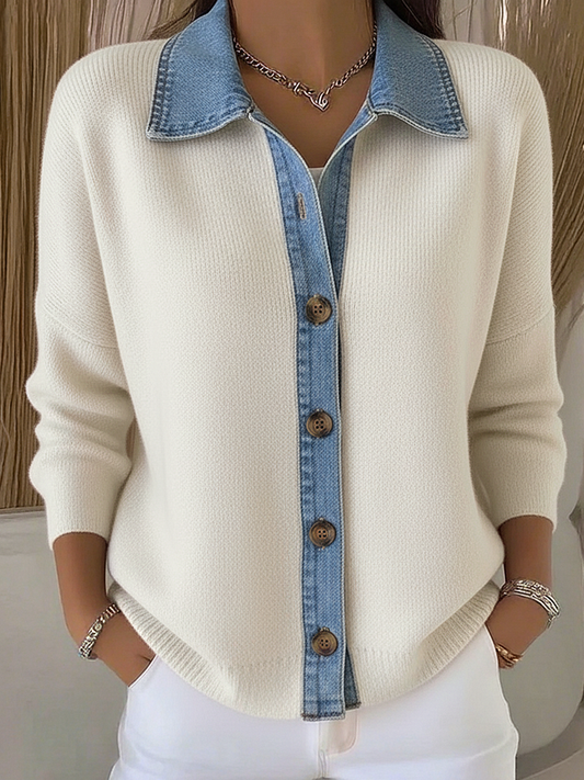 Women's Polo Collar Knit Cardigan Modeberg Bern