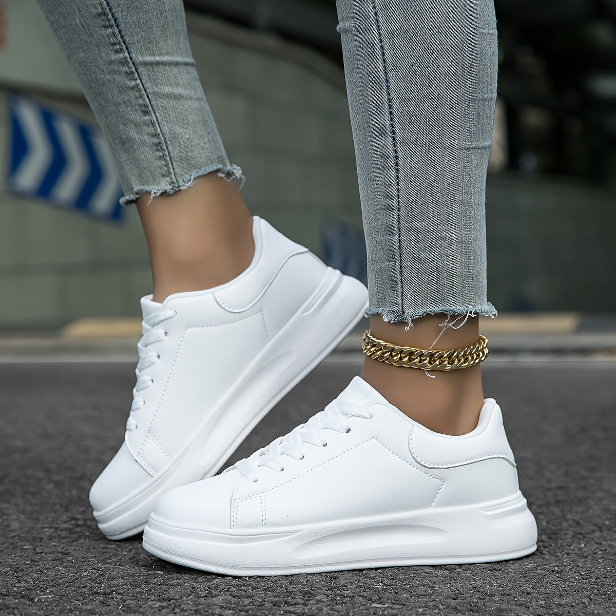 Women's Clean White Leather Trainers Modeberg Bern