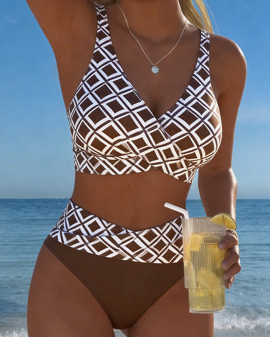 Nina™ Zweiteiliger Bikini mit Bh-Schnitt und Rautenmuster für Damen