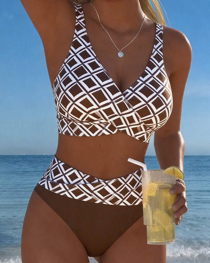 Nina™ Zweiteiliger Bikini mit Bh-Schnitt und Rautenmuster für Damen