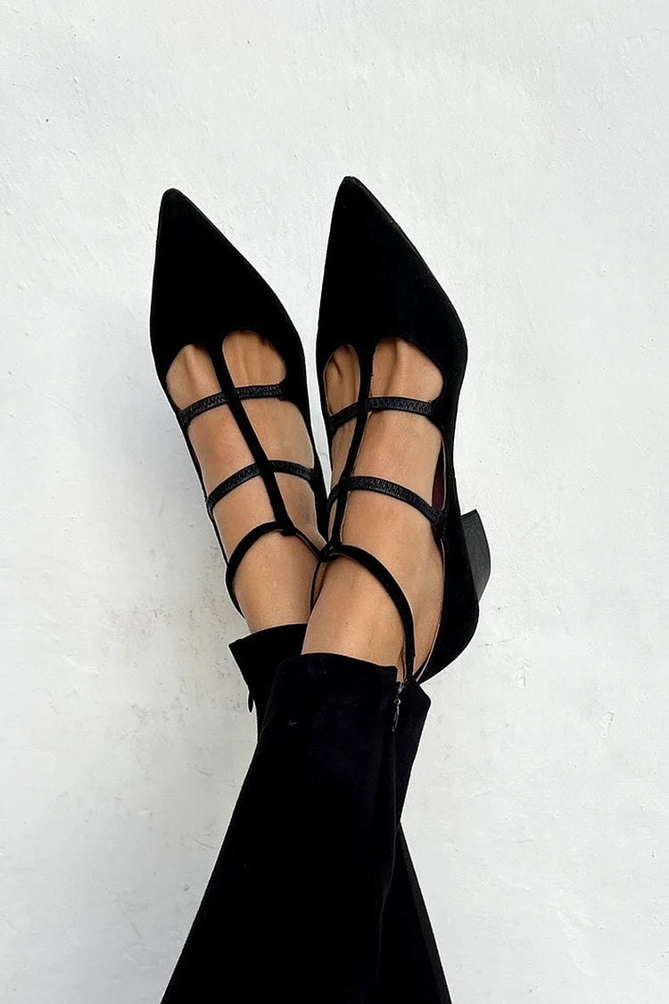 Women's Strappy Pointed-Toe Block Heels Modeberg Bern