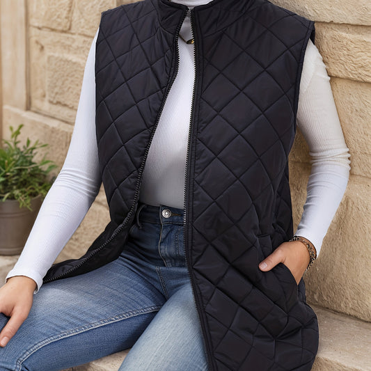 Diamond-Quilted Longline Sleeveless Jacket Modeberg Bern