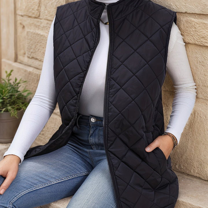 Diamond-Quilted Longline Sleeveless Jacket Modeberg Bern