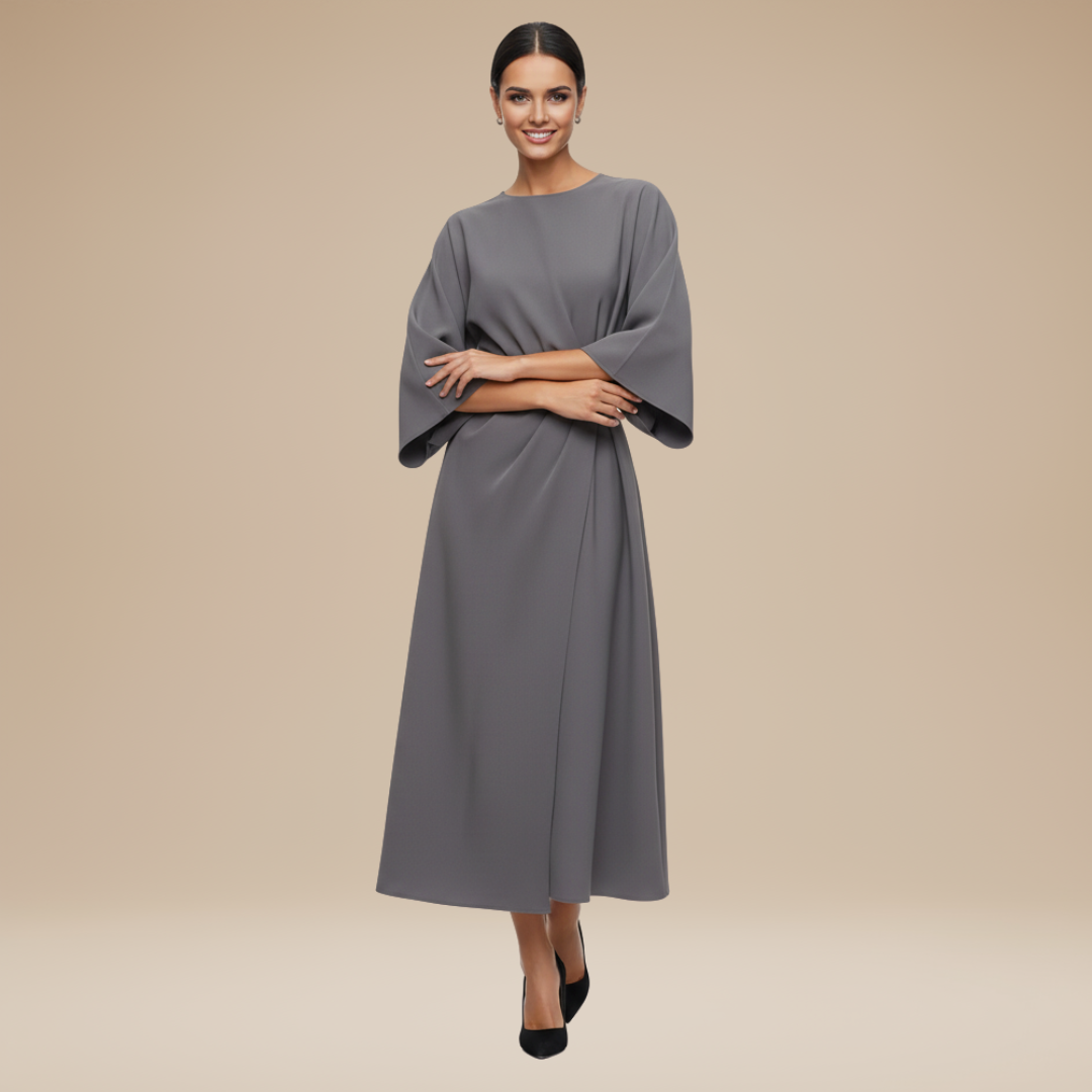 Belted Wide Sleeve Wrap Midi Dress Modeberg Bern