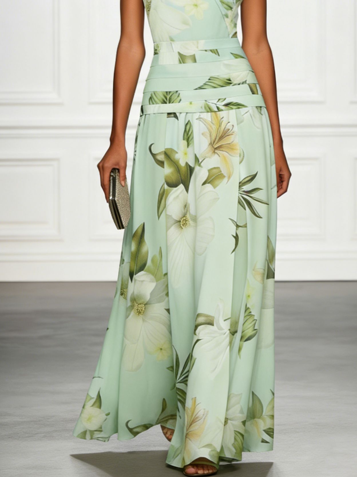 Floral Boat Neck Sleeveless Wedding Guest Maxi Dress Modeberg Bern