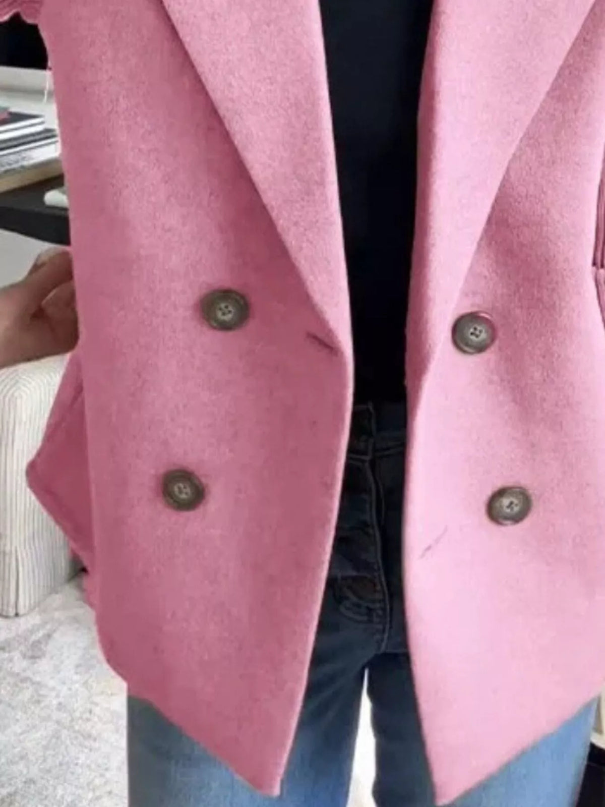Mid-Length Shawl Collar Overcoat with Buttoned Front Modeberg Bern