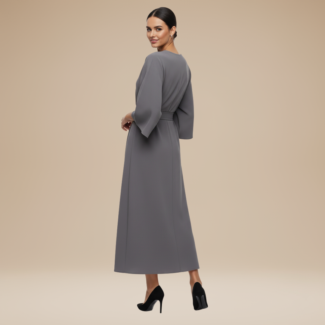 Belted Wide Sleeve Wrap Midi Dress Modeberg Bern