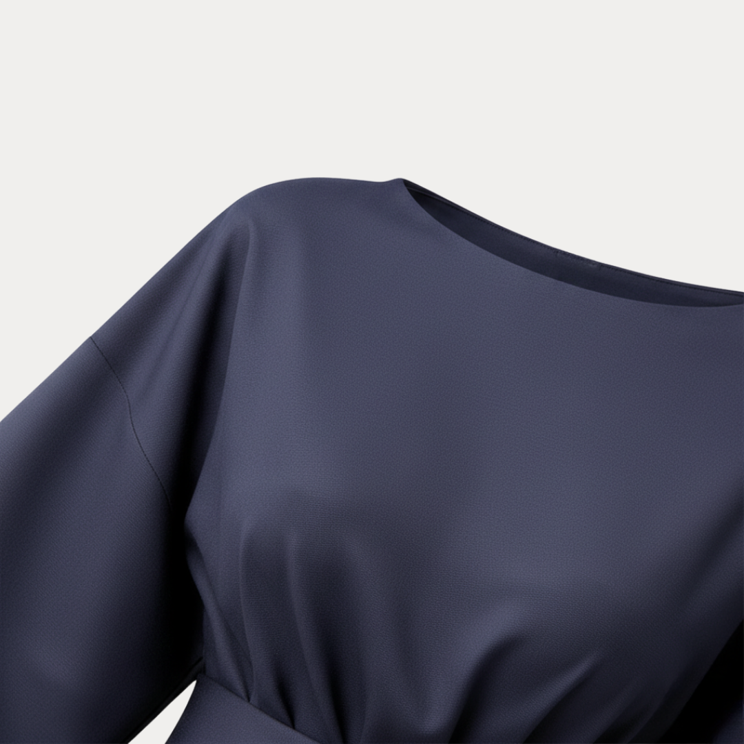 Belted Wide Sleeve Wrap Midi Dress Modeberg Bern