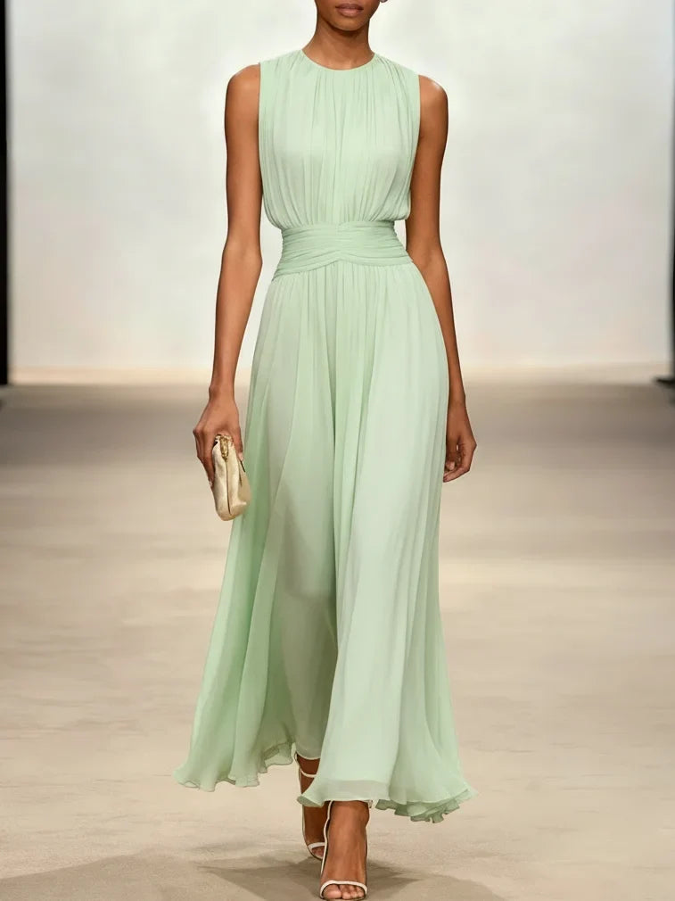 Sleeveless Ruched A-Line Wedding Guest Maxi Dress Modeberg Bern