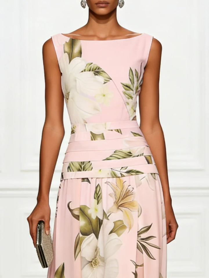 Floral Boat Neck Sleeveless Wedding Guest Maxi Dress Modeberg Bern