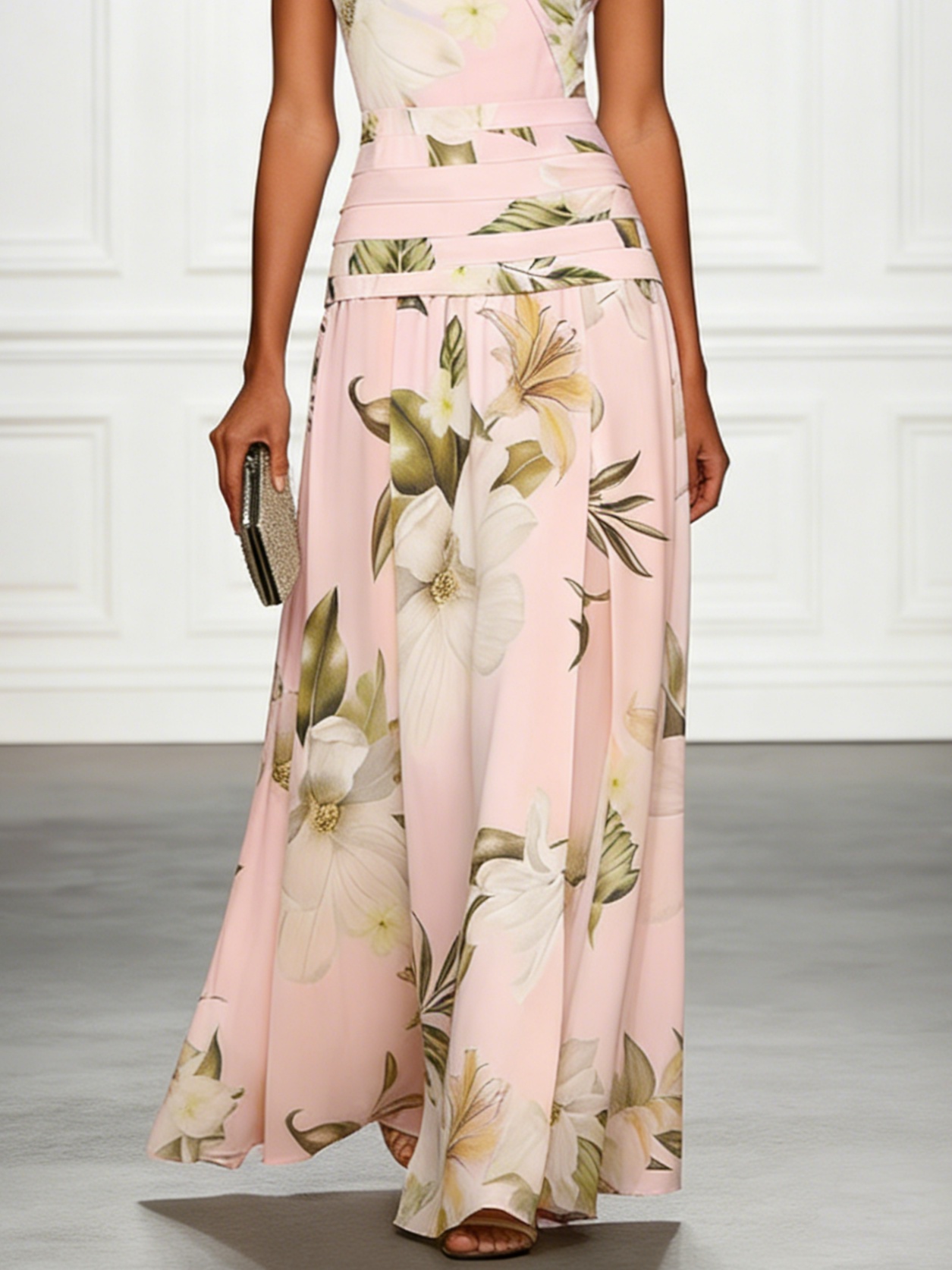 Floral Boat Neck Sleeveless Wedding Guest Maxi Dress Modeberg Bern