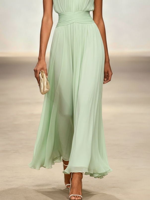 Sleeveless Ruched A-Line Wedding Guest Maxi Dress Modeberg Bern