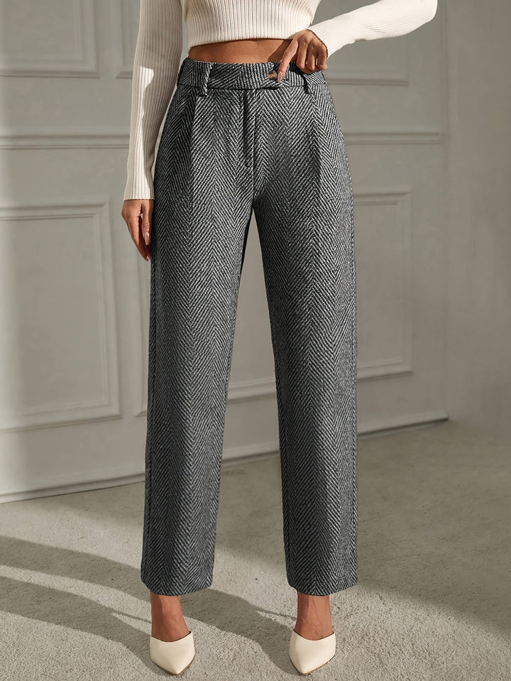Elegant Grey Straight-Leg Office Trousers Modeberg Bern