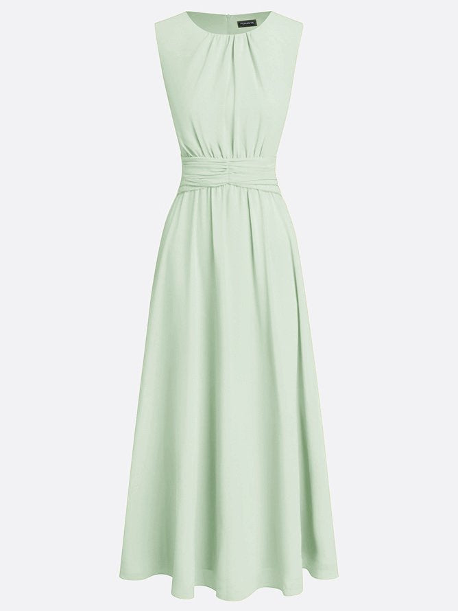 Sleeveless Ruched A-Line Wedding Guest Maxi Dress Modeberg Bern