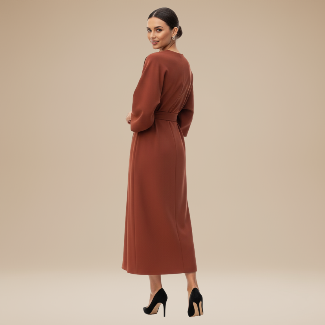 Belted Wide Sleeve Wrap Midi Dress Modeberg Bern
