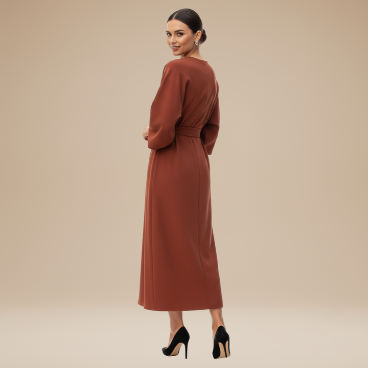 Belted Wide Sleeve Wrap Midi Dress Modeberg Bern