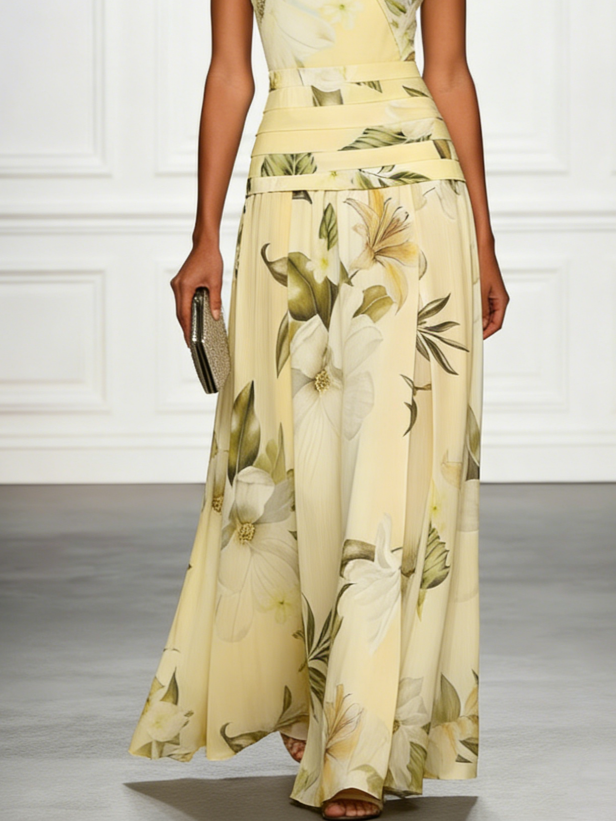 Floral Boat Neck Sleeveless Wedding Guest Maxi Dress Modeberg Bern
