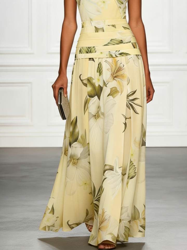 Floral Boat Neck Sleeveless Wedding Guest Maxi Dress Modeberg Bern