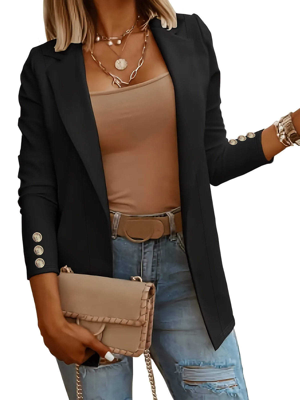Mid-Length Lapel Coat with Decorative Button Cuffs Modeberg Bern