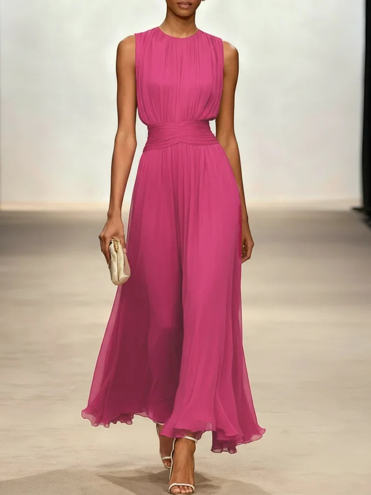 Sleeveless Ruched A-Line Wedding Guest Maxi Dress Modeberg Bern