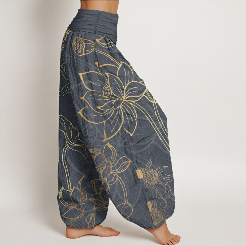 Lotus Print Pure Cotton Harem Trousers Modeberg Bern