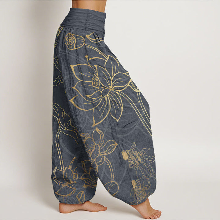 Lotus Print Pure Cotton Harem Trousers Modeberg Bern