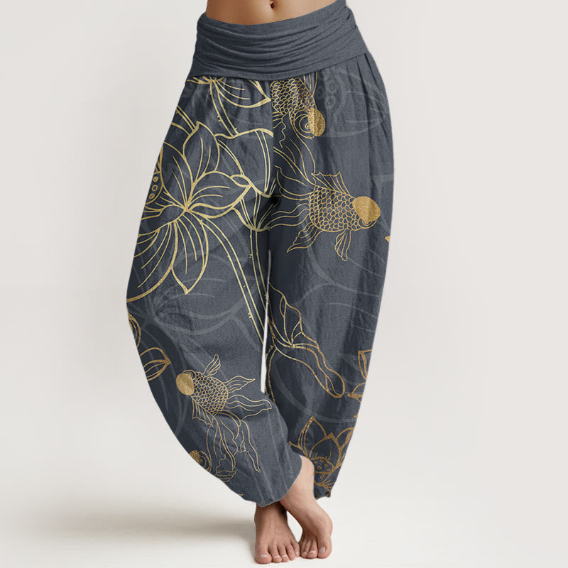 Lotus Print Pure Cotton Harem Trousers Modeberg Bern