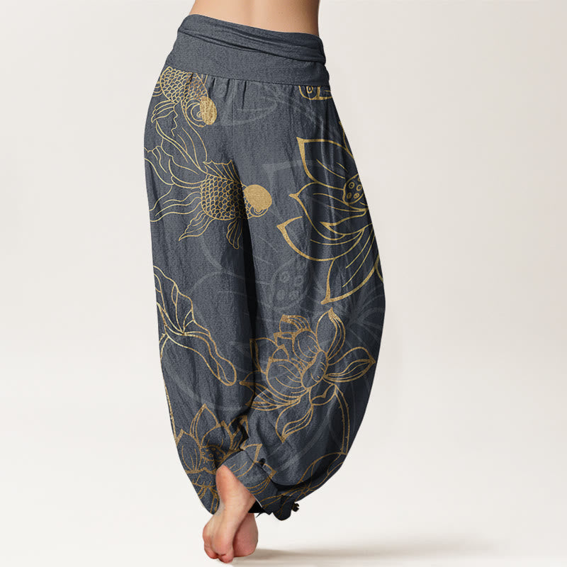 Lotus Print Pure Cotton Harem Trousers Modeberg Bern