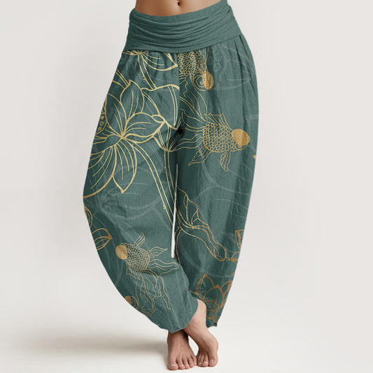 Lotus Print Pure Cotton Harem Trousers Modeberg Bern