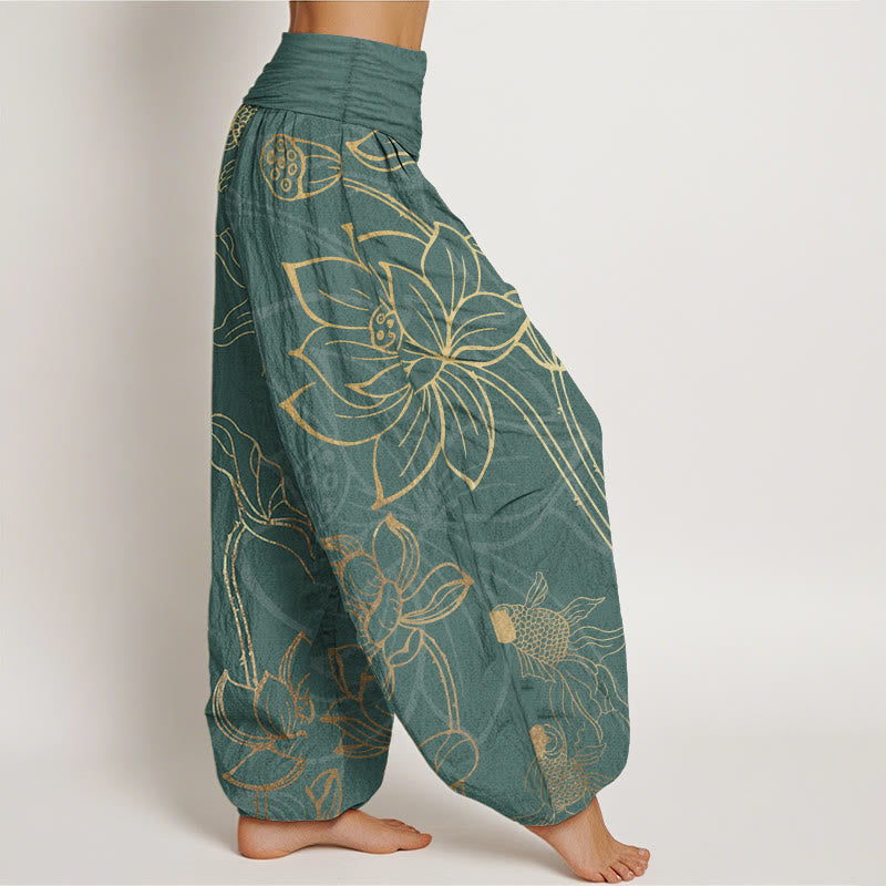 Lotus Print Pure Cotton Harem Trousers Modeberg Bern