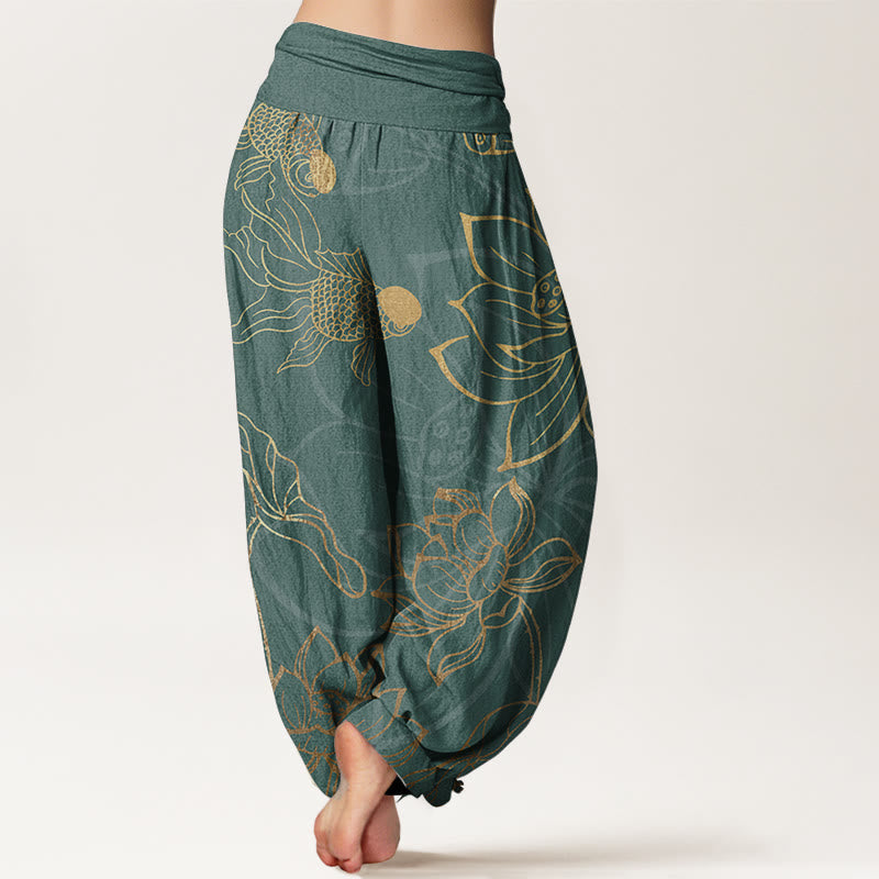 Lotus Print Pure Cotton Harem Trousers Modeberg Bern