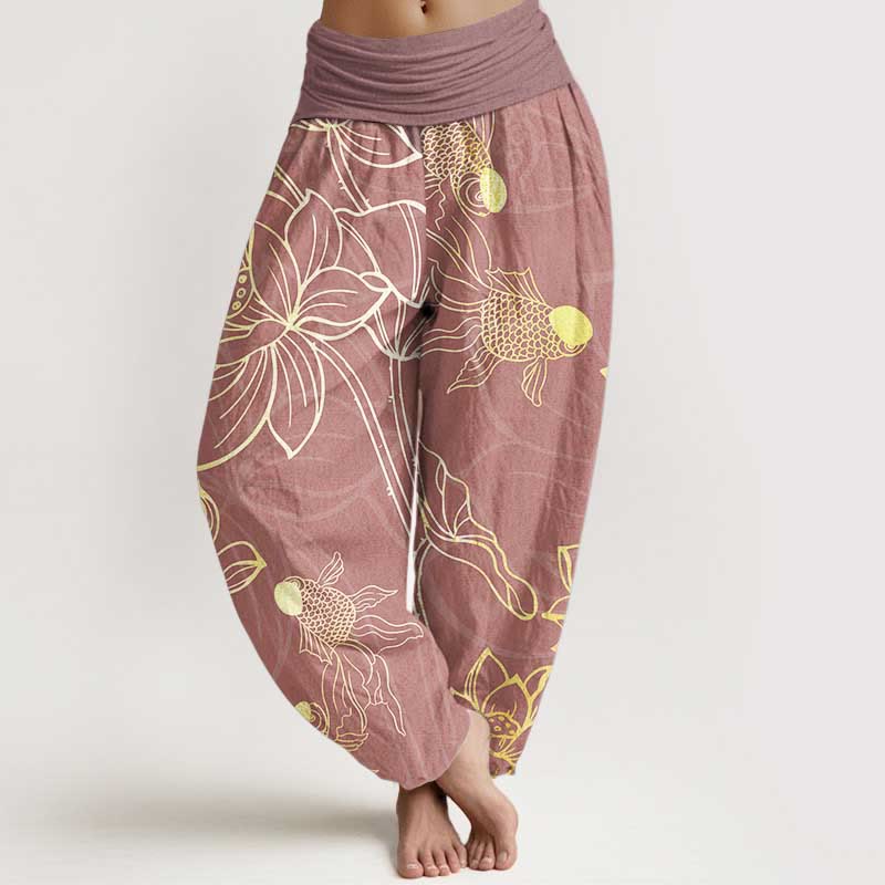 Lotus Print Pure Cotton Harem Trousers Modeberg Bern