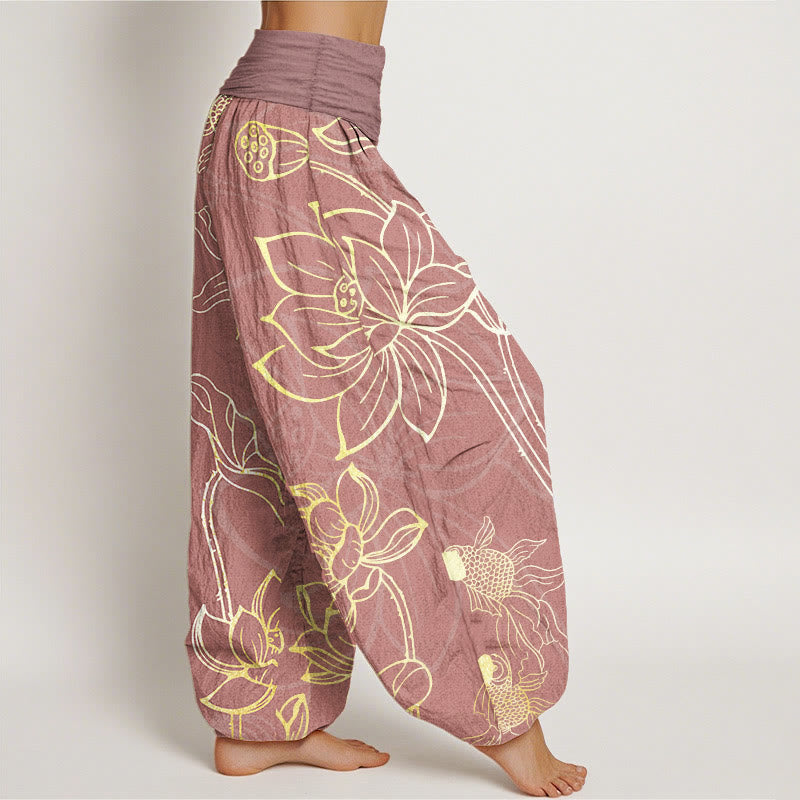 Lotus Print Pure Cotton Harem Trousers Modeberg Bern