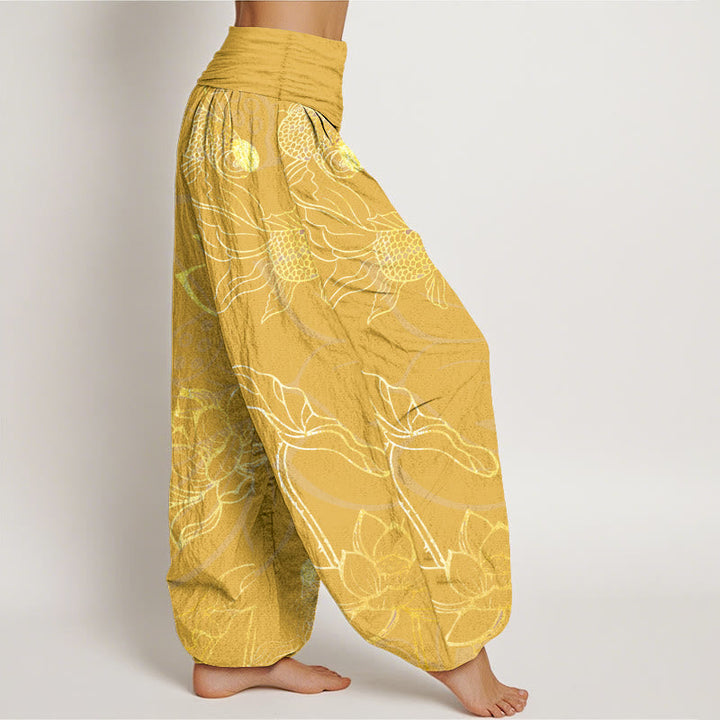 Lotus Print Pure Cotton Harem Trousers Modeberg Bern