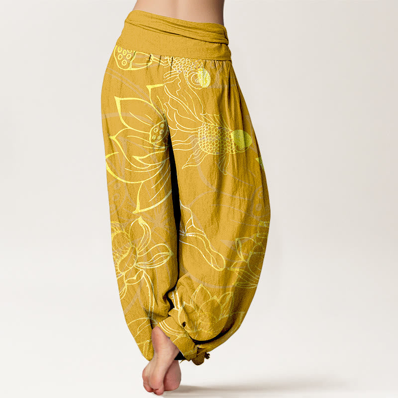Lotus Print Pure Cotton Harem Trousers Modeberg Bern
