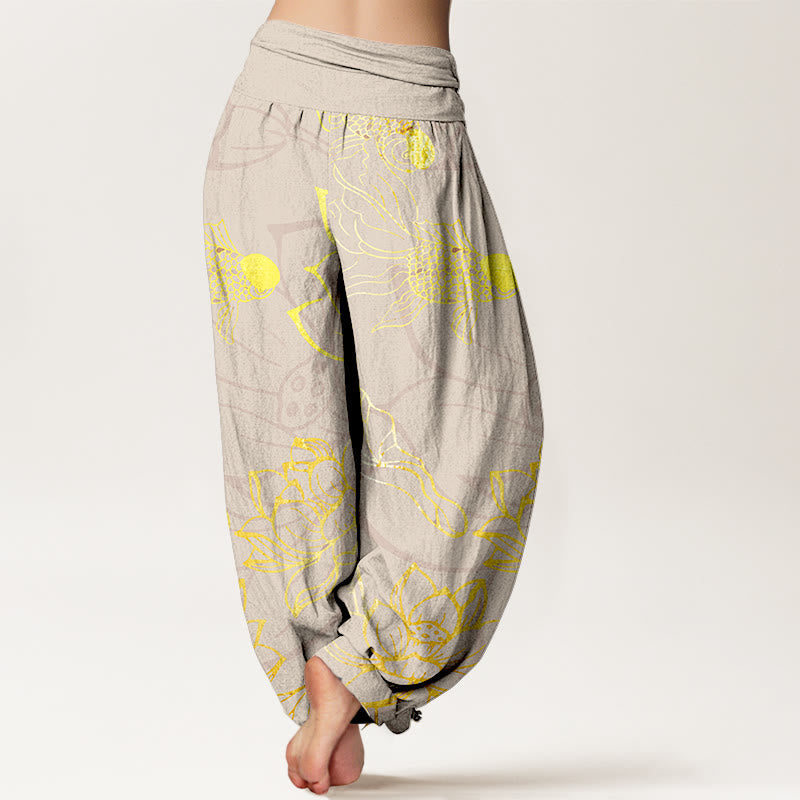 Lotus Print Pure Cotton Harem Trousers Modeberg Bern