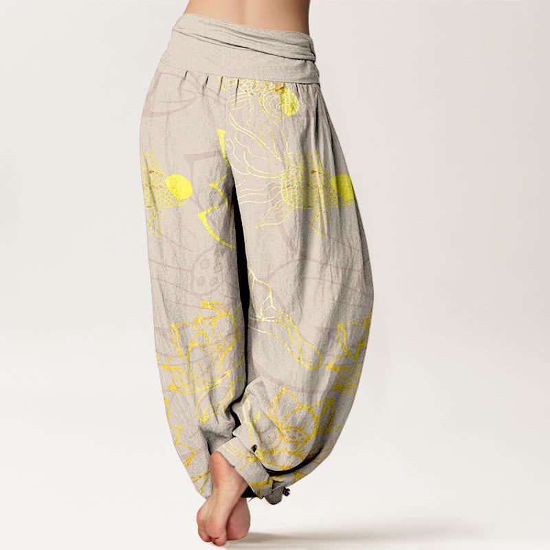 Lotus Print Pure Cotton Harem Trousers Modeberg Bern