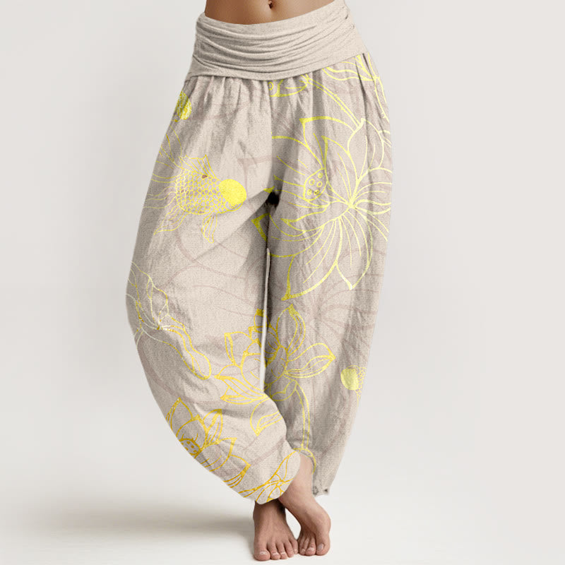 Lotus Print Pure Cotton Harem Trousers Modeberg Bern