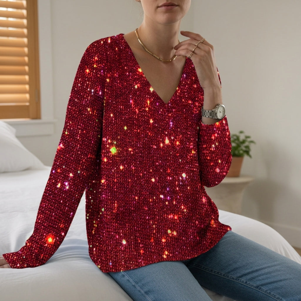 Almeria Sparkle V-Neck Top Modeberg Bern