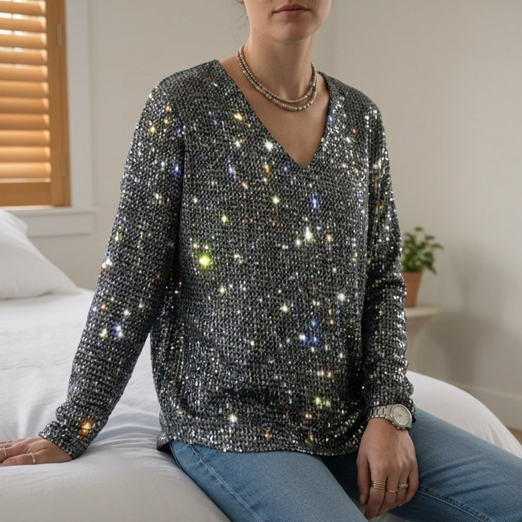 Almeria Sparkle V-Neck Top Modeberg Bern