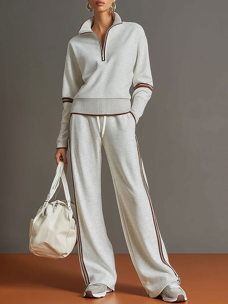 Half-Zip Tracksuit Co-Ord Set with Wide-Leg Trousers Modeberg Bern
