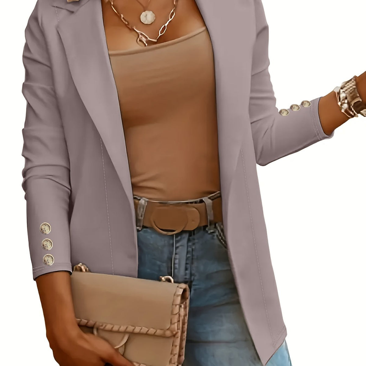 Mid-Length Lapel Coat with Decorative Button Cuffs Modeberg Bern