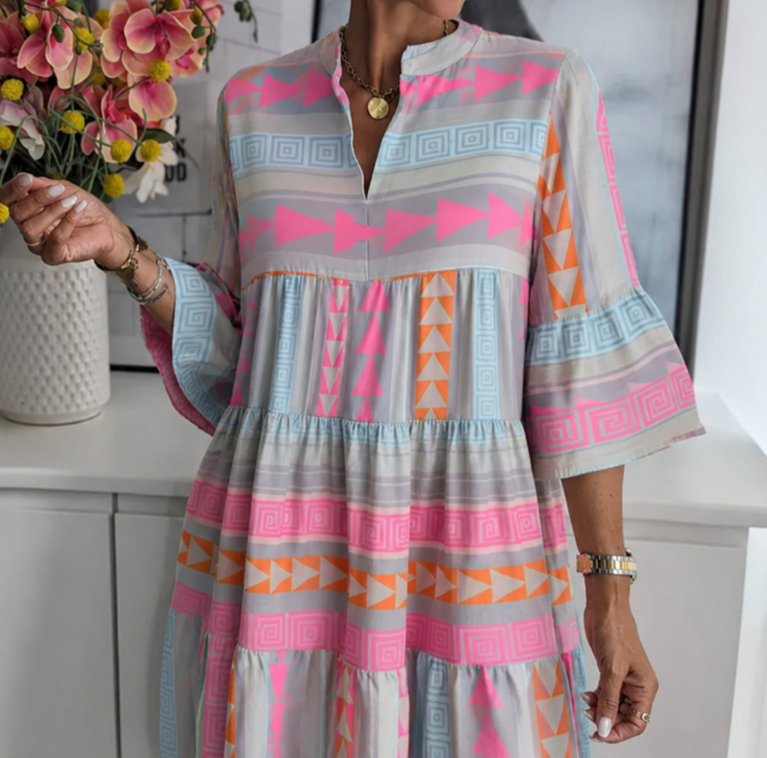 Freya™ Lässiges Boho-Stufen-Swingkleid Modeberg Bern