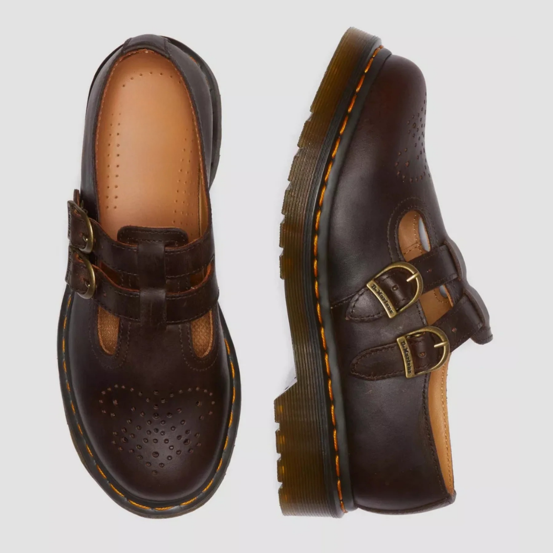 Women's Double Buckle Leather Mary Jane Flats Modeberg Bern