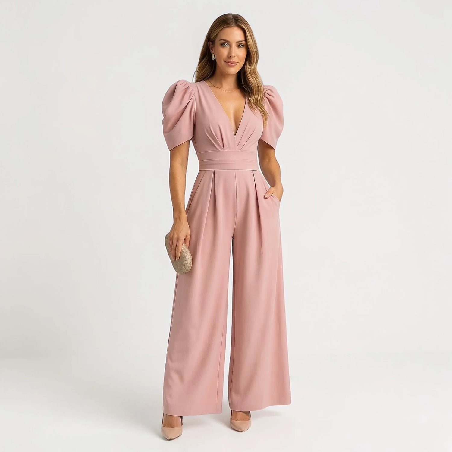 Wide-Leg Puff Sleeve Tailored Jumpsuit Modeberg Bern