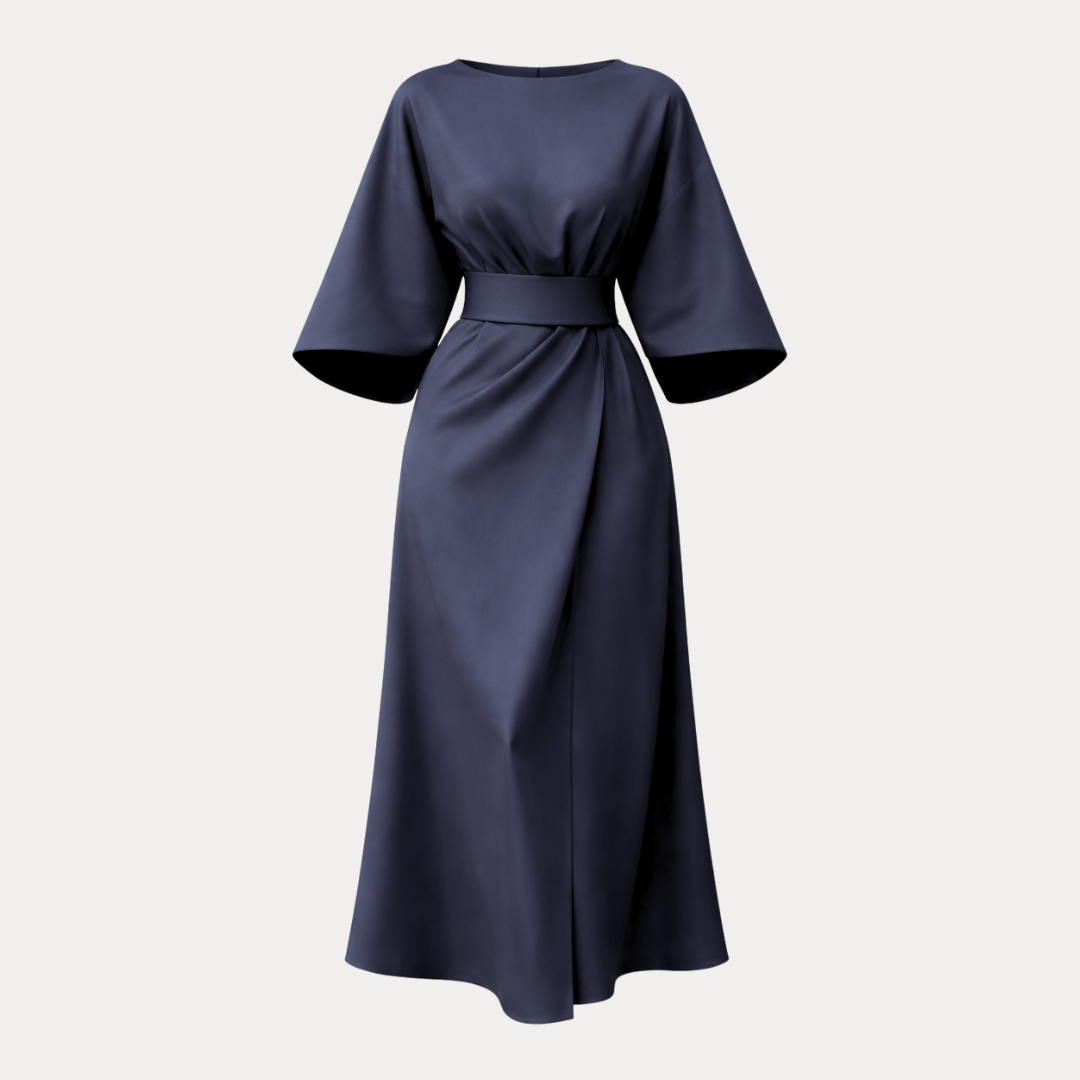 Belted Wide Sleeve Wrap Midi Dress Modeberg Bern