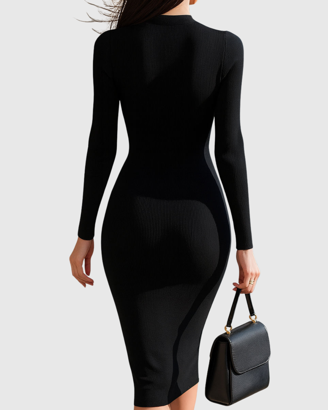 Zip-Front Ribbed Knit Midi Dress Modeberg Bern